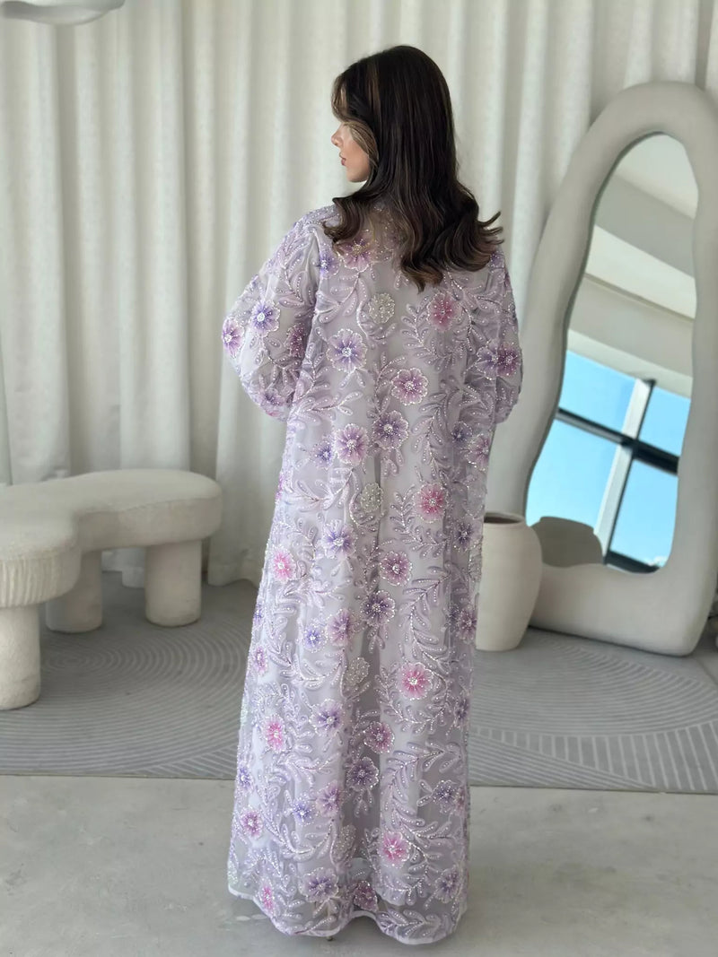 Embellished Luxe Abaya Upper Purple