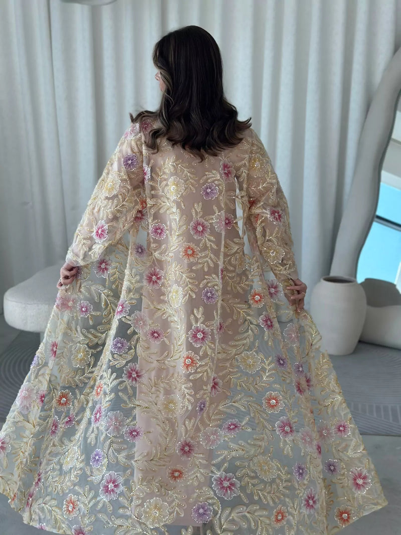 Embellished Luxe Abaya Upper Yellow