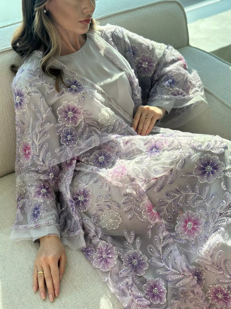 Embellished Luxe Abaya Upper Purple