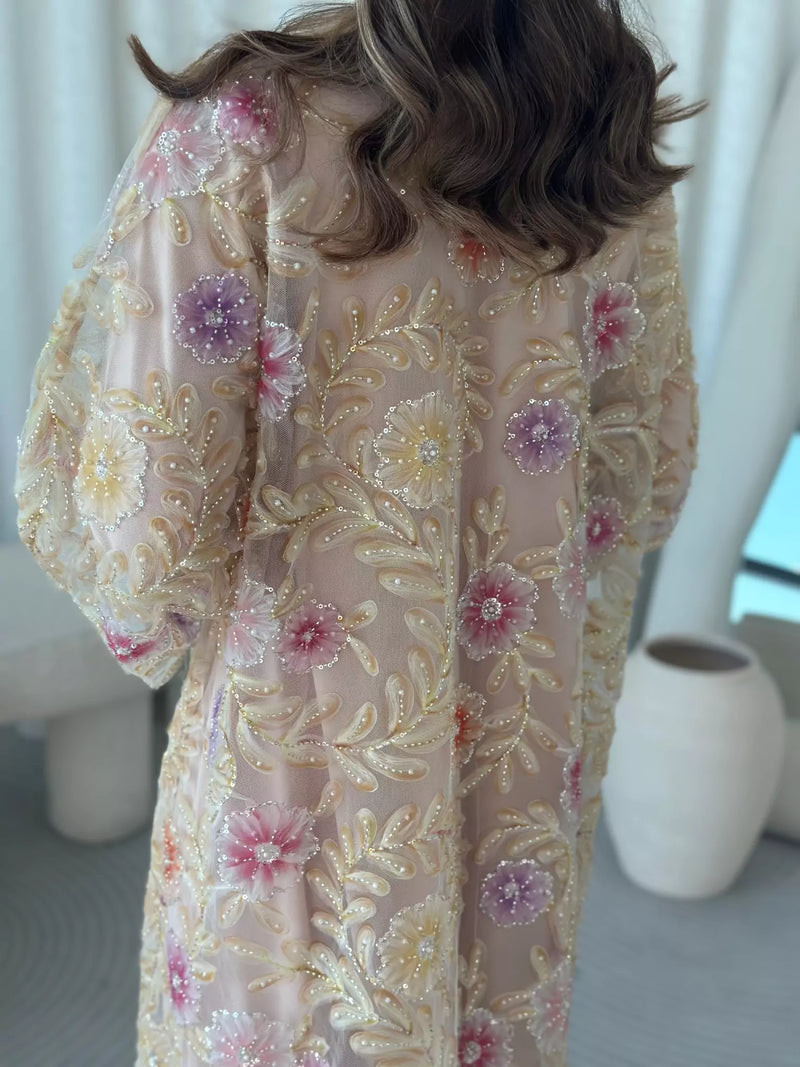 Embellished Luxe Abaya Upper Yellow