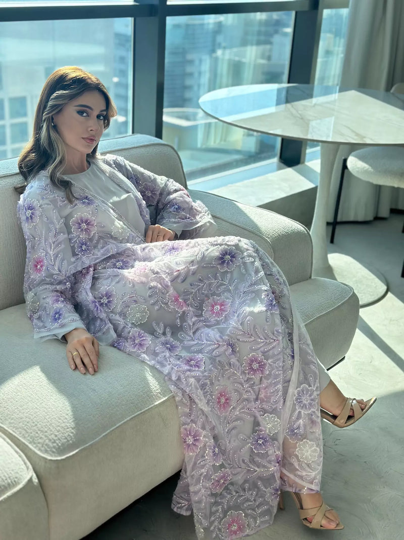 Embellished Luxe Abaya Upper Purple