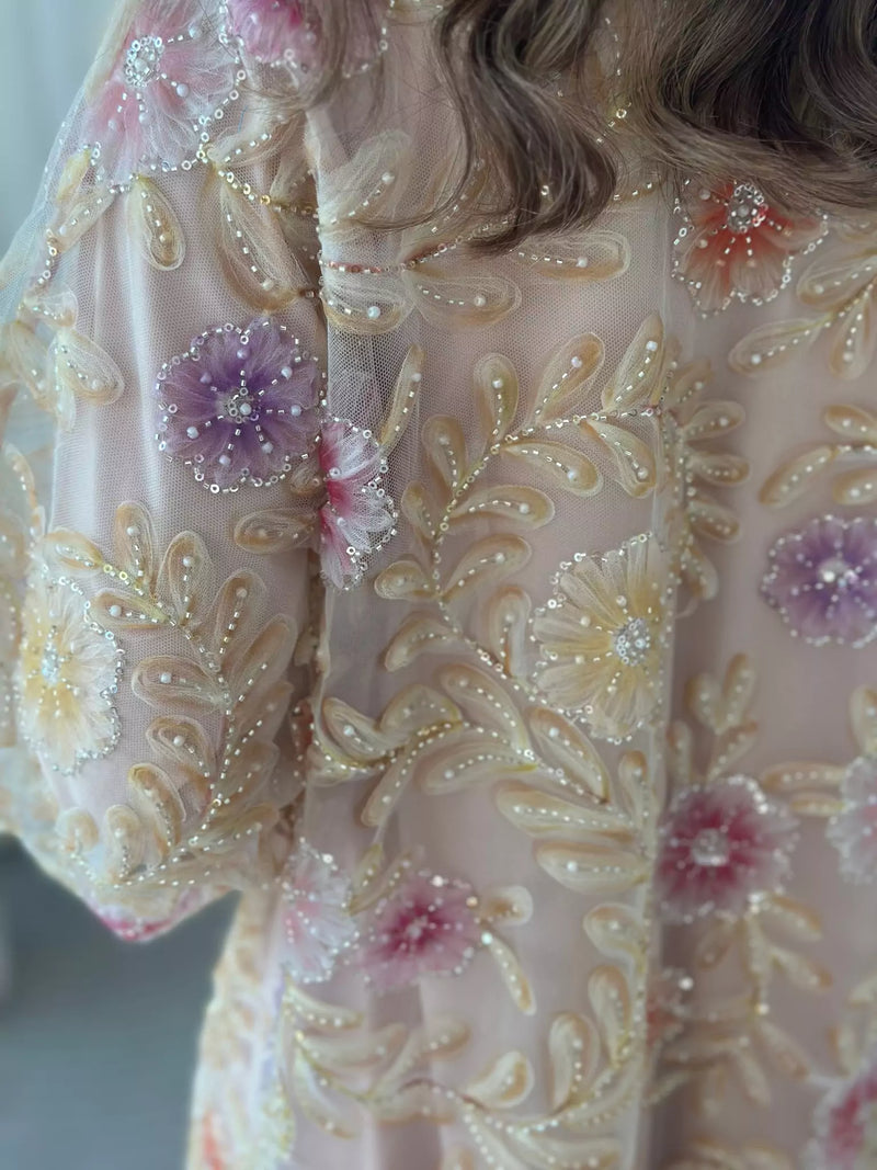 Embellished Luxe Abaya Upper Yellow