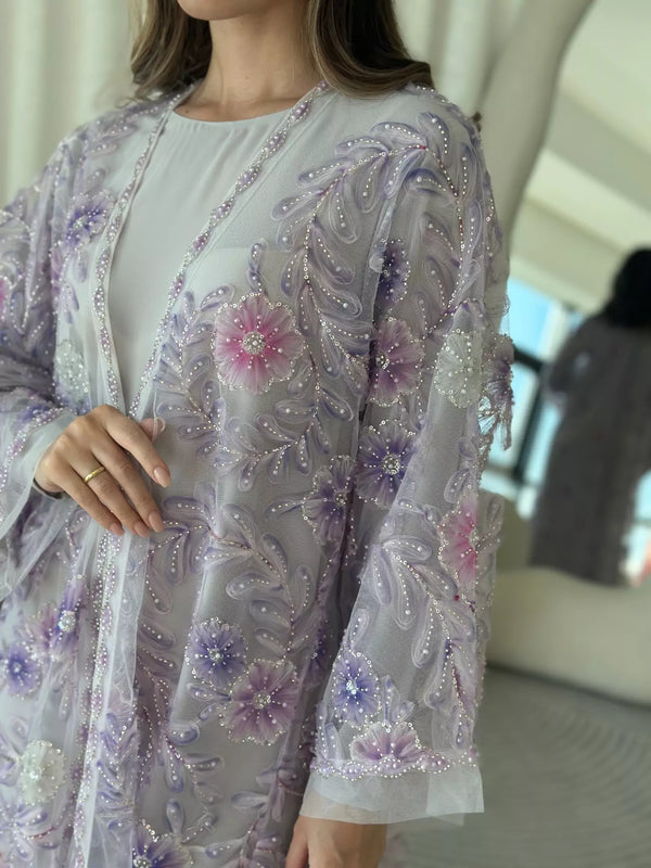 Embellished Luxe Abaya Upper Purple