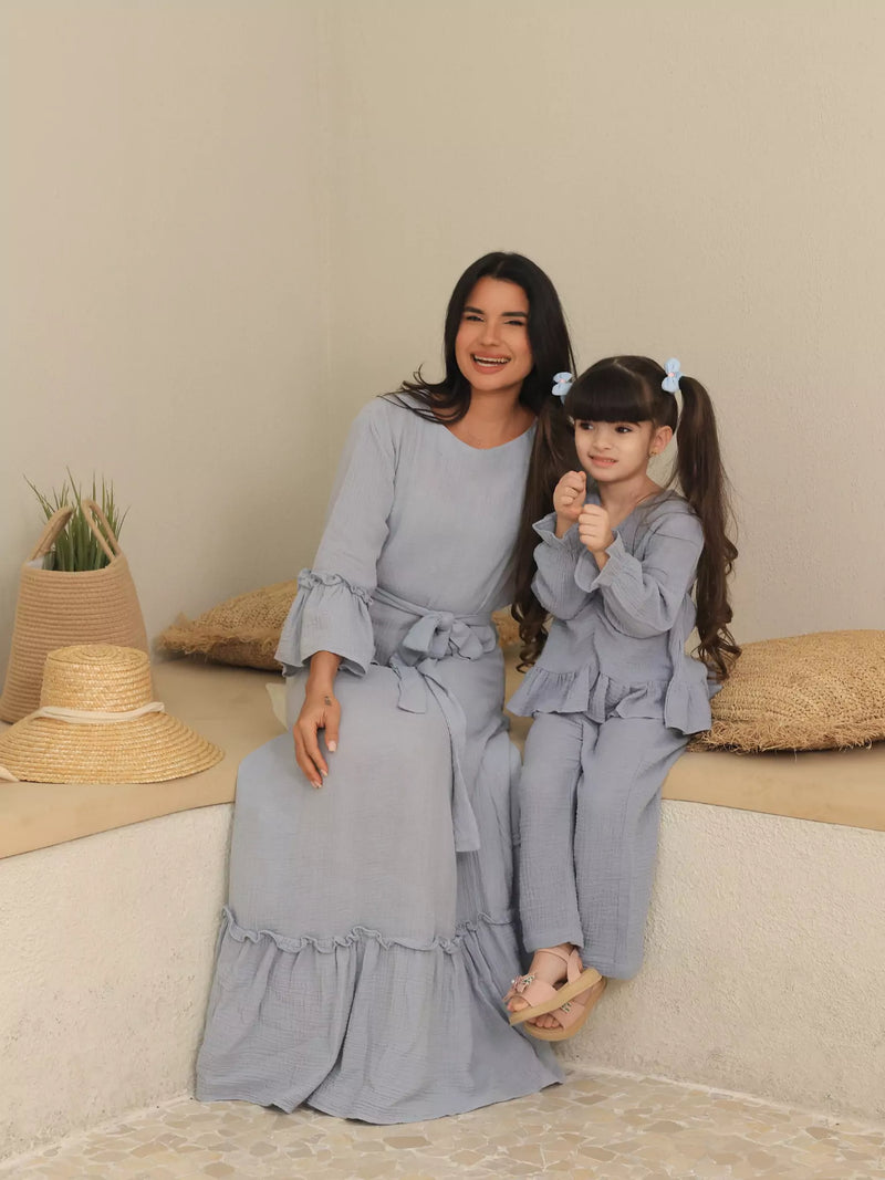 Mini Skyward Muslin Blue Co Ord Set