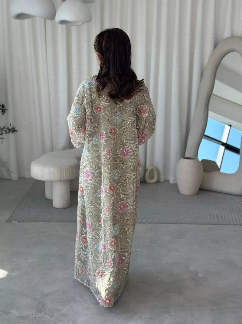 Embellished Luxe Abaya Upper Light Green