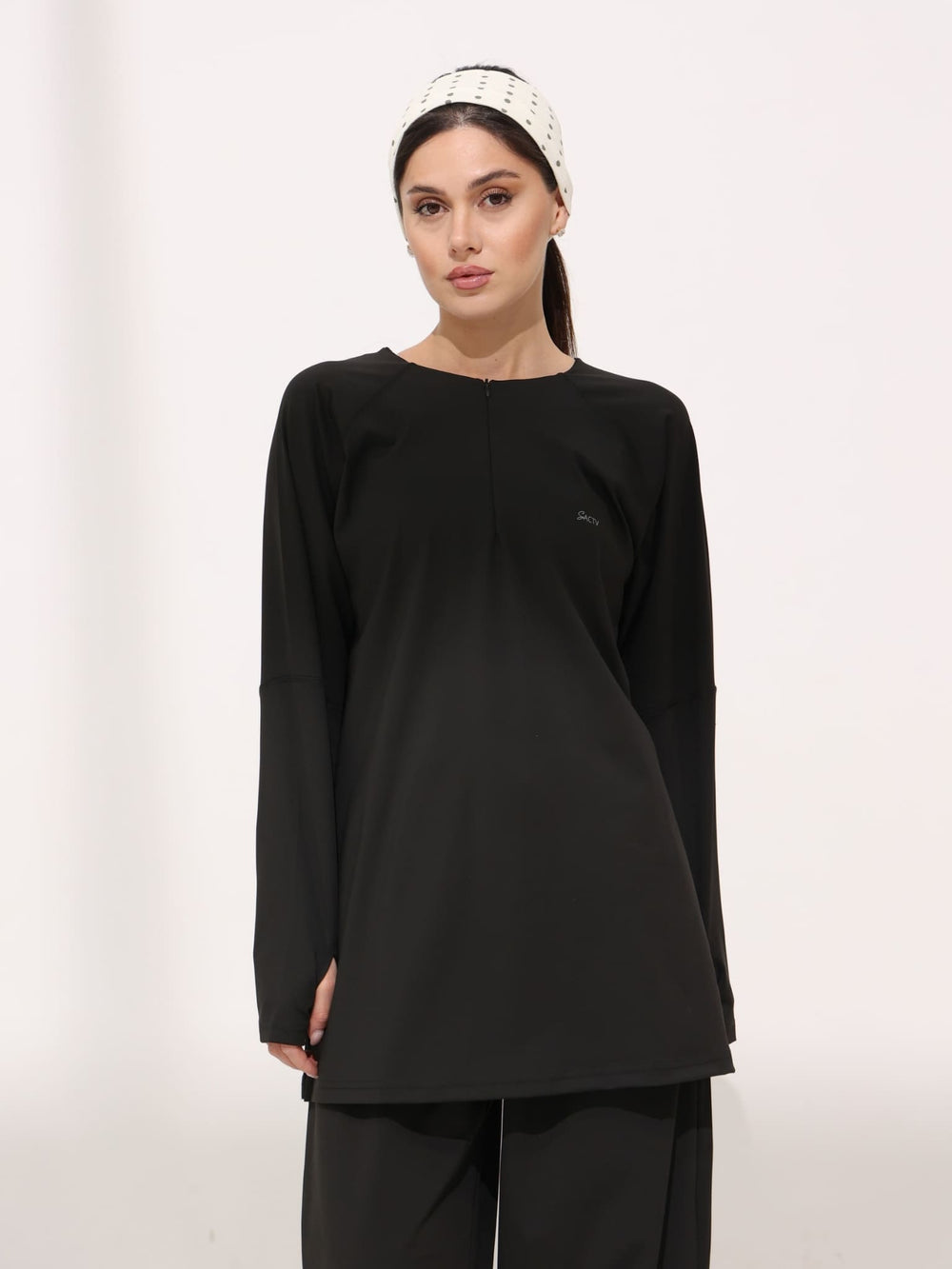 Nyra Black Active Zipper Shirt