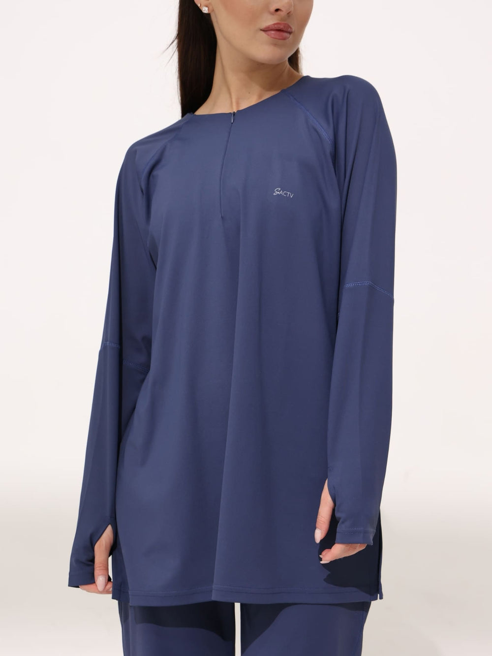 Nyra Blue Active Zipper Shirt