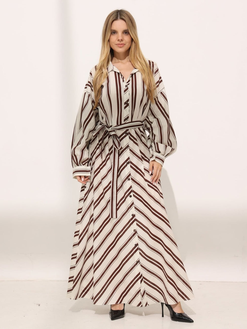 Orien Stripe Button Down Long Dress