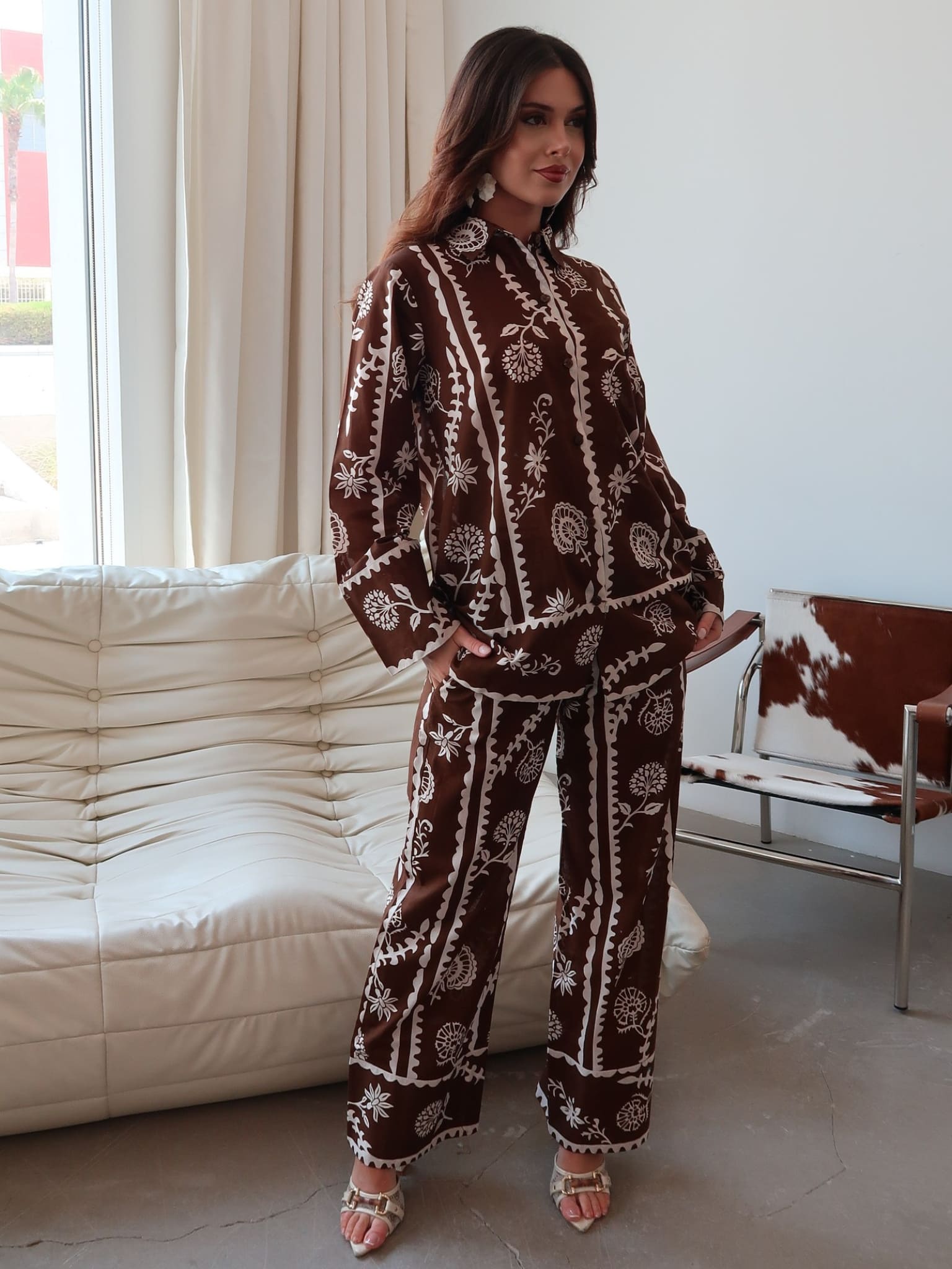 Brella Brown Leaf Pattern Pants
