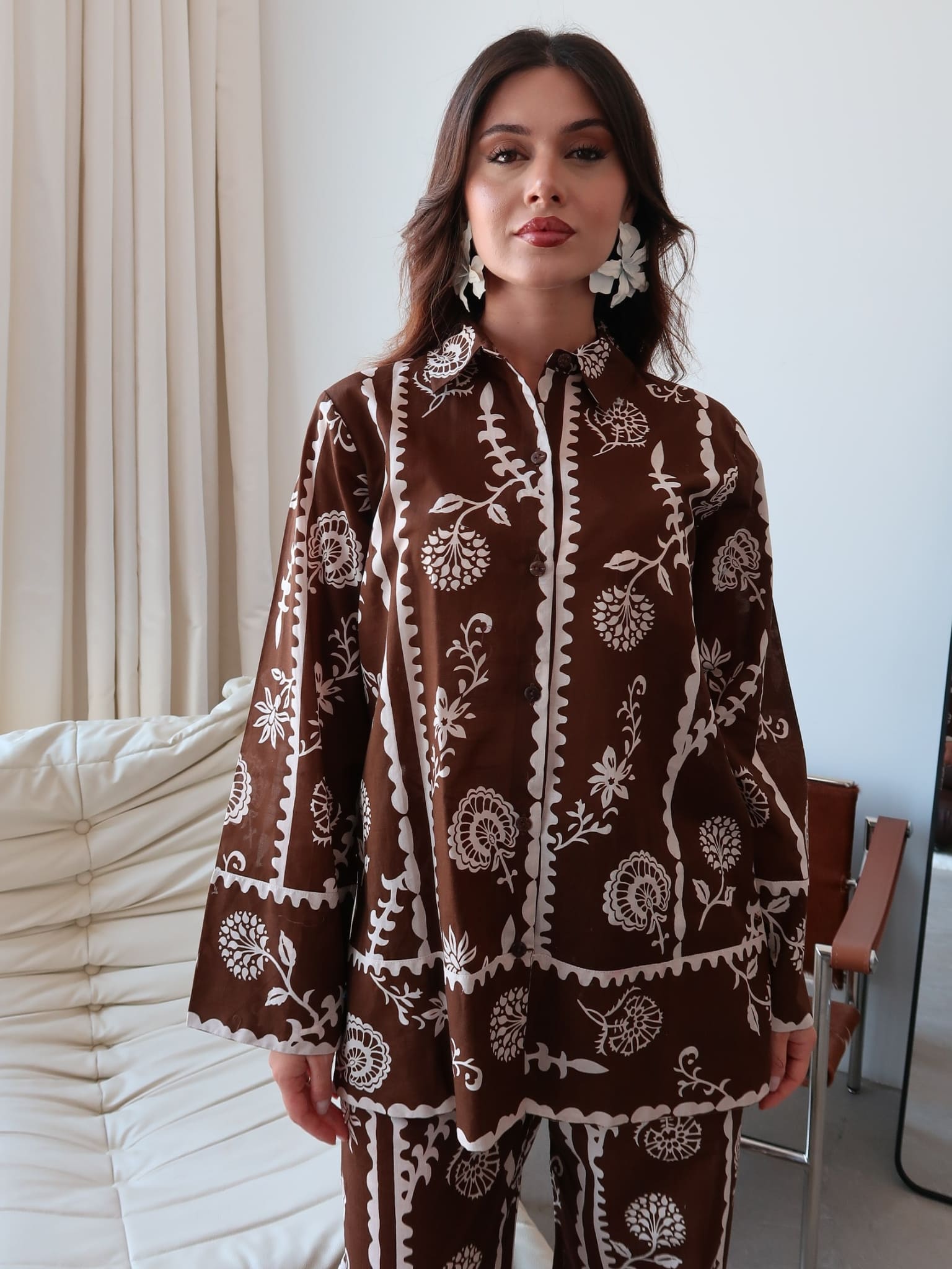 Brella Brown Leaf Pattern Shirt