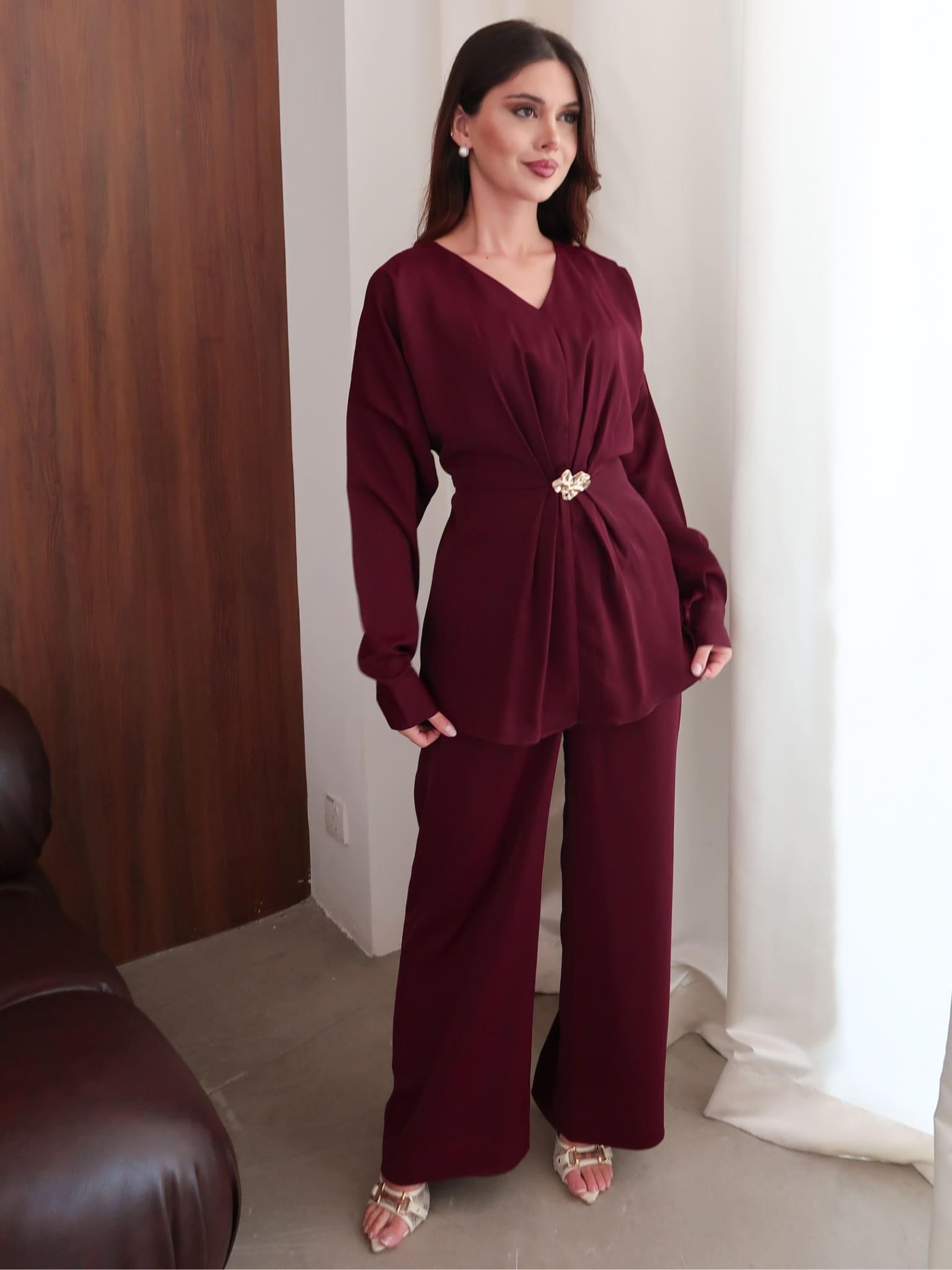 Vesa Pleat Plum Pants