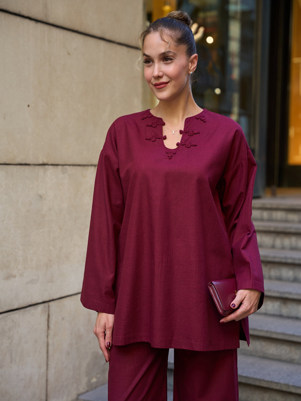 Fierro Maroon Chinese Knot Shirt