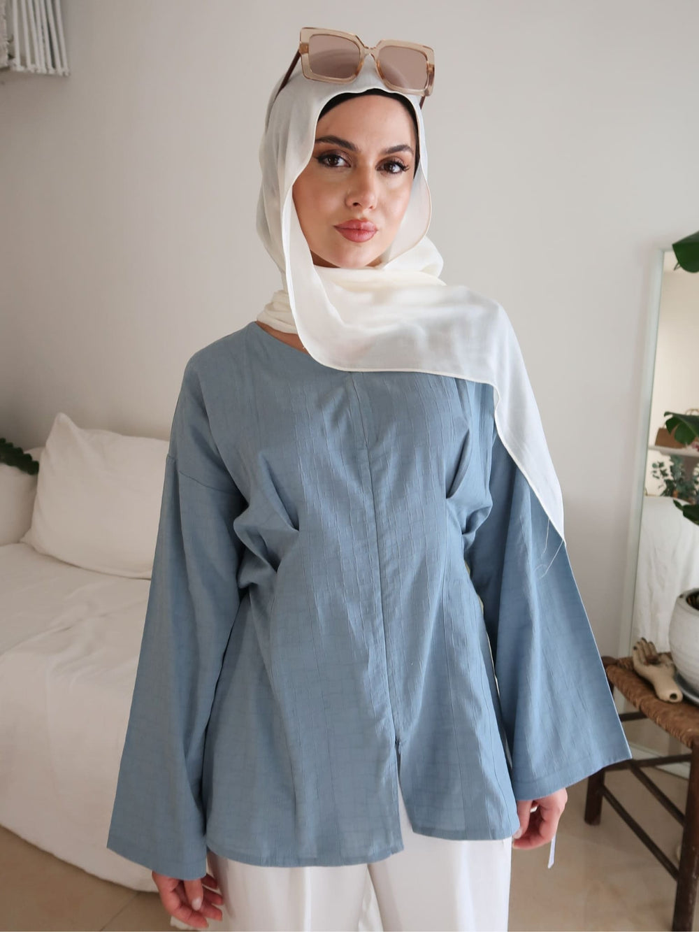 Friuli Blue Pleated Summer Shirt