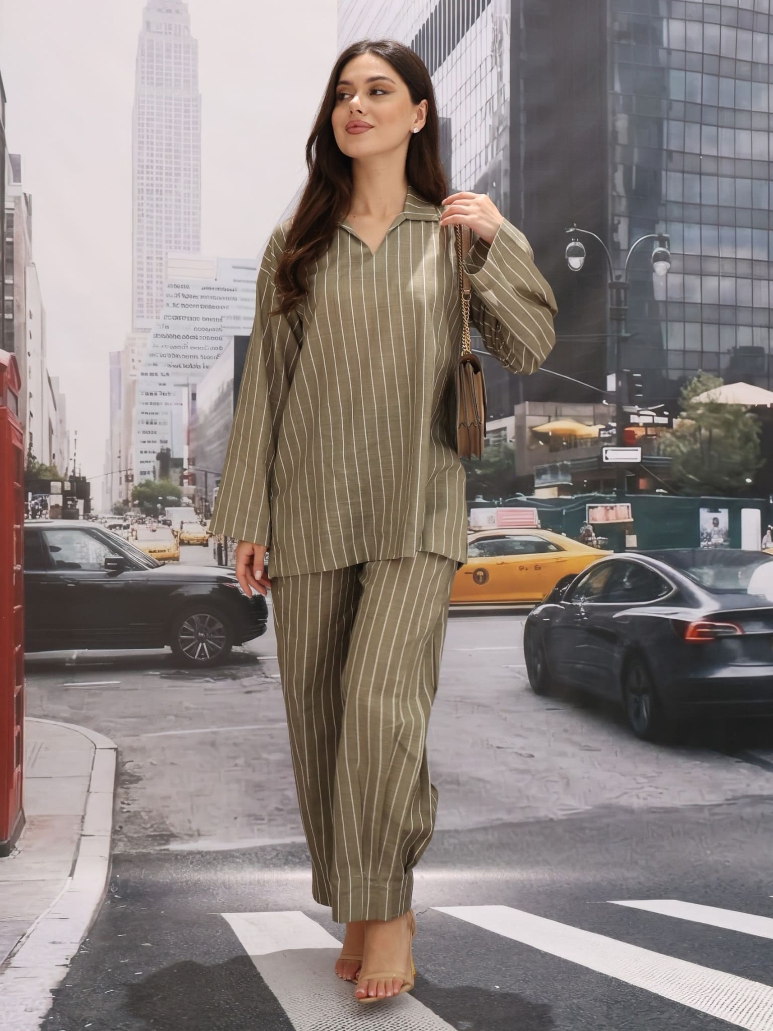 Marlowe Olive Pleated Pants