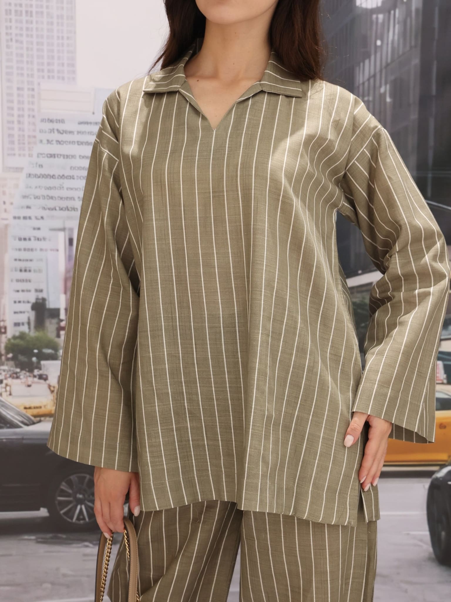 Marlowe Olive Linear Shirt