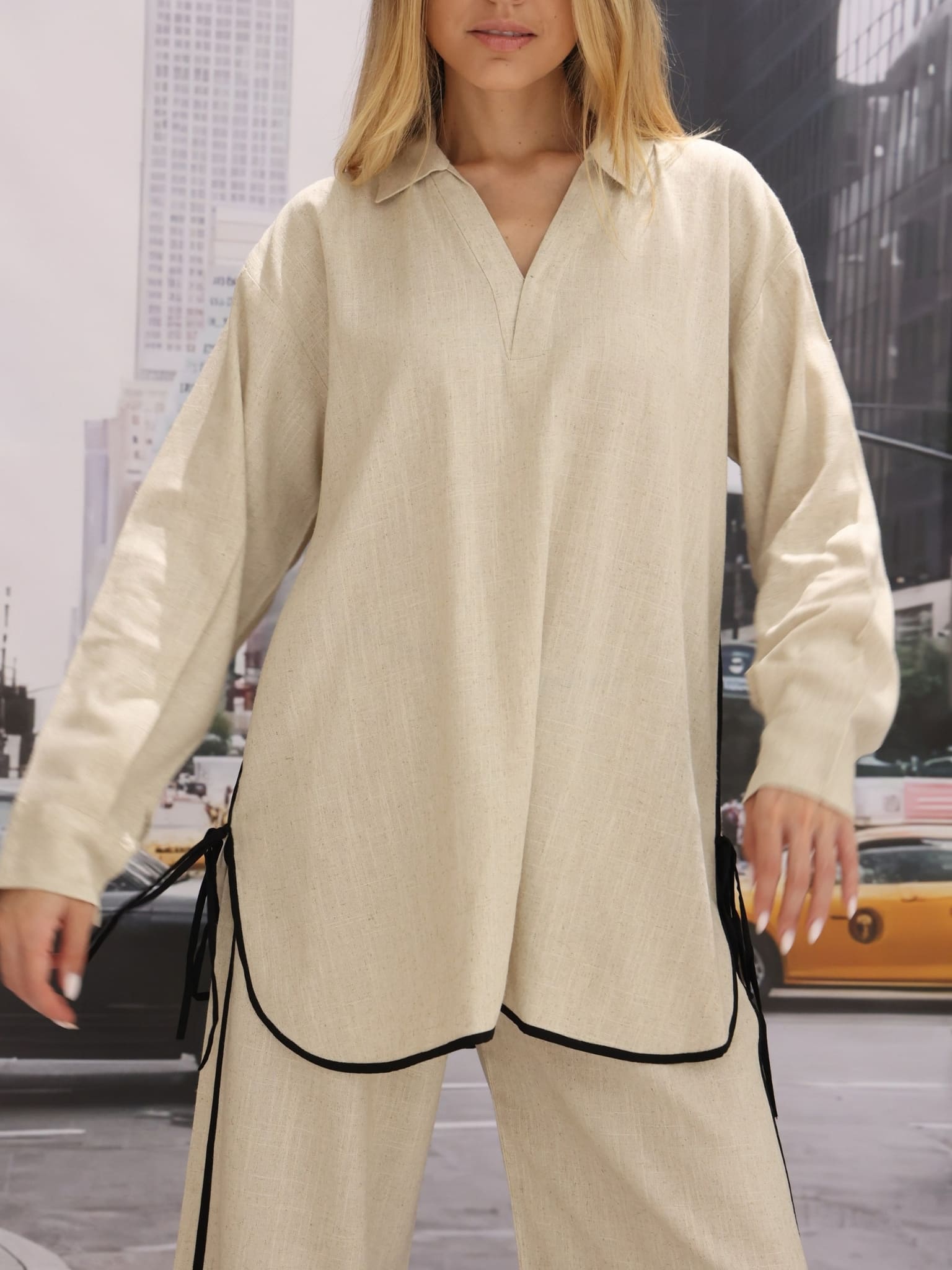 Aristea Contrast Edge Linen Shirt