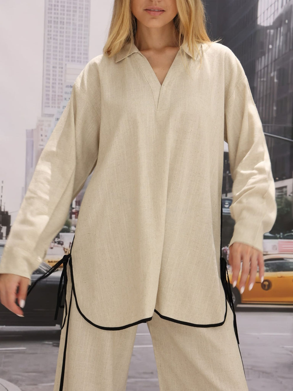 Aristea Contrast Edge Linen Shirt