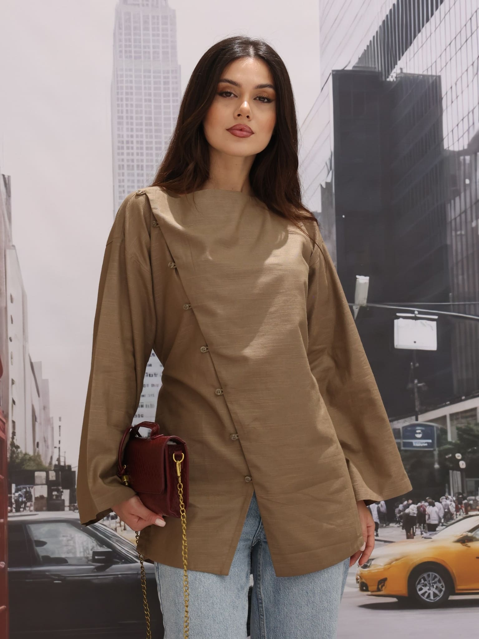 Westra Olive Asymmetric Shirt