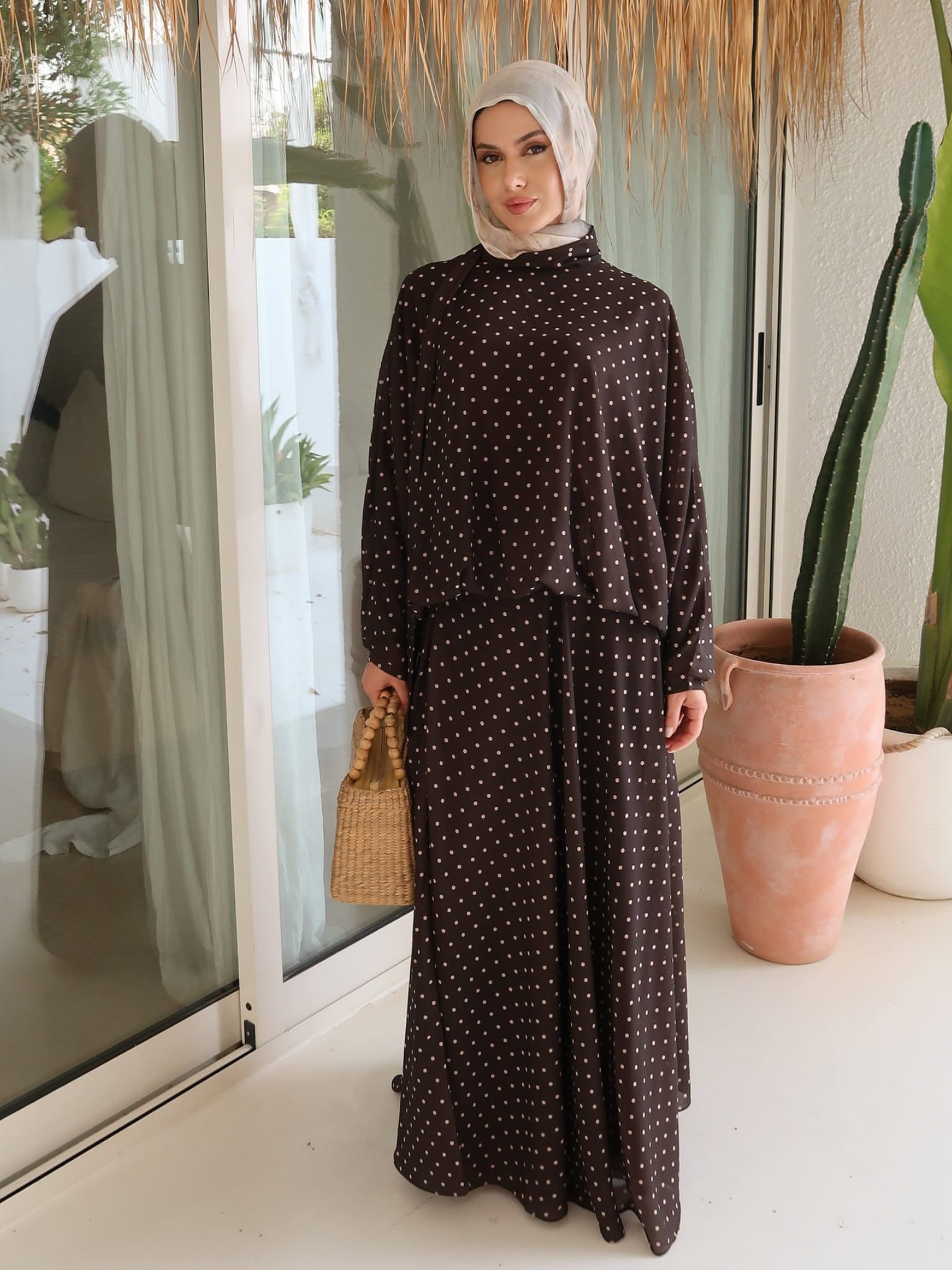 Minsio Brown Polka Dot Skirt
