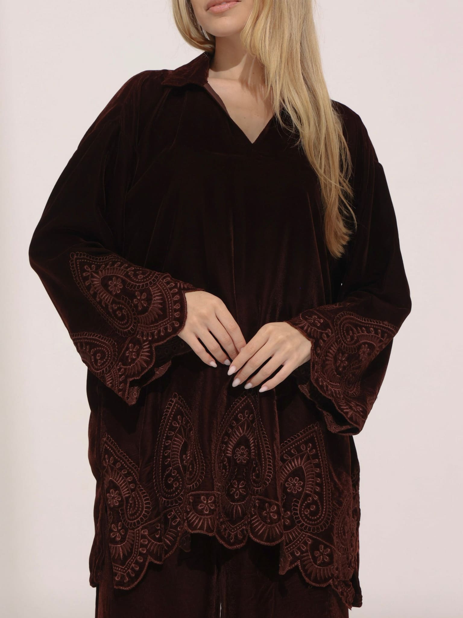 Emilio Brown Embroidered Shirt