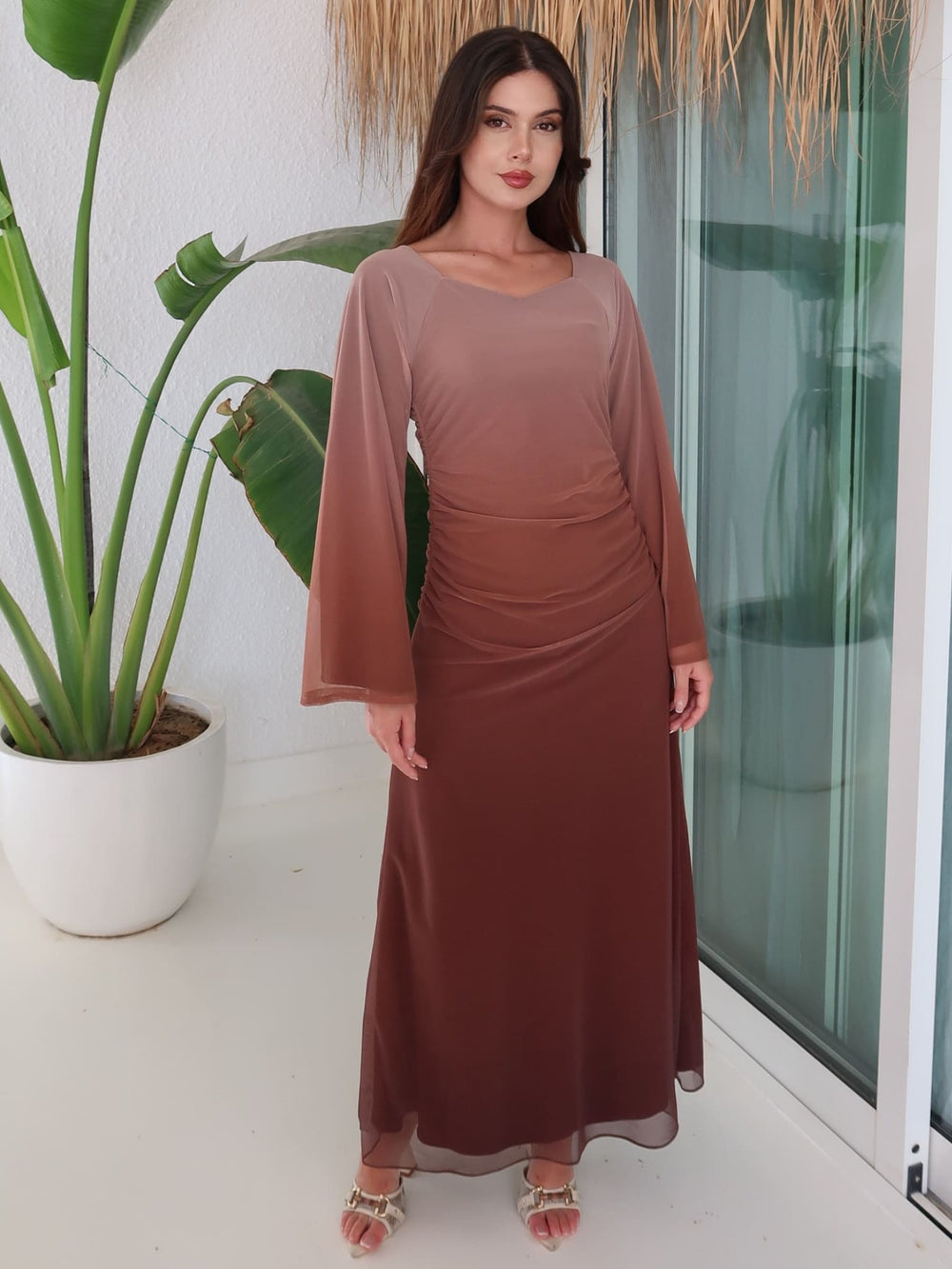 Miami Ombre Ruching Mesh Dress