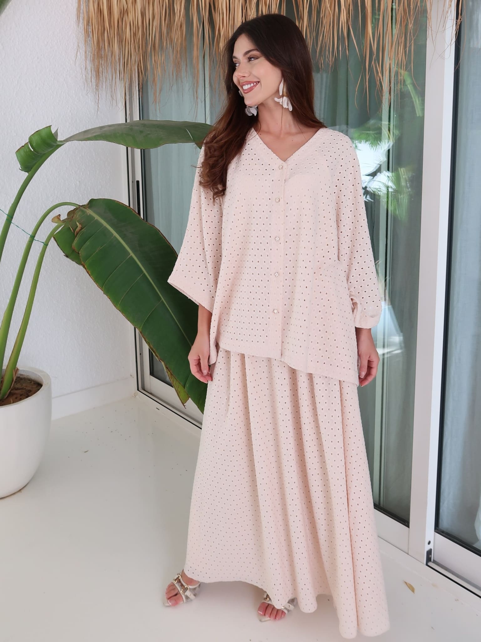 Sable Crochet Beige Skirt