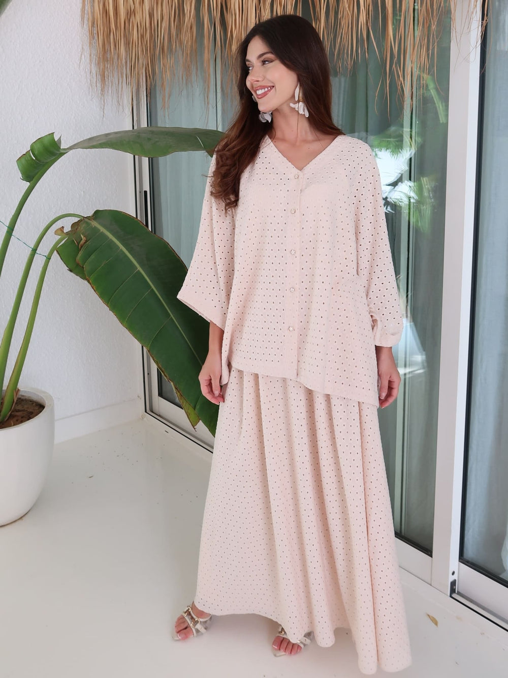 Sable Crochet Beige Skirt
