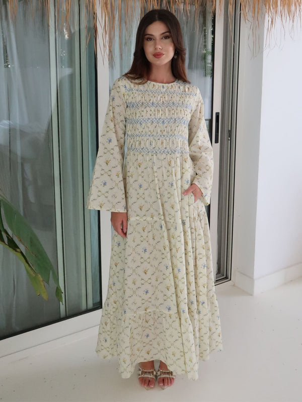 peasant smock dress Womens Smocked Square Neck Ankle length Buy Floral Peasant Dresses Online