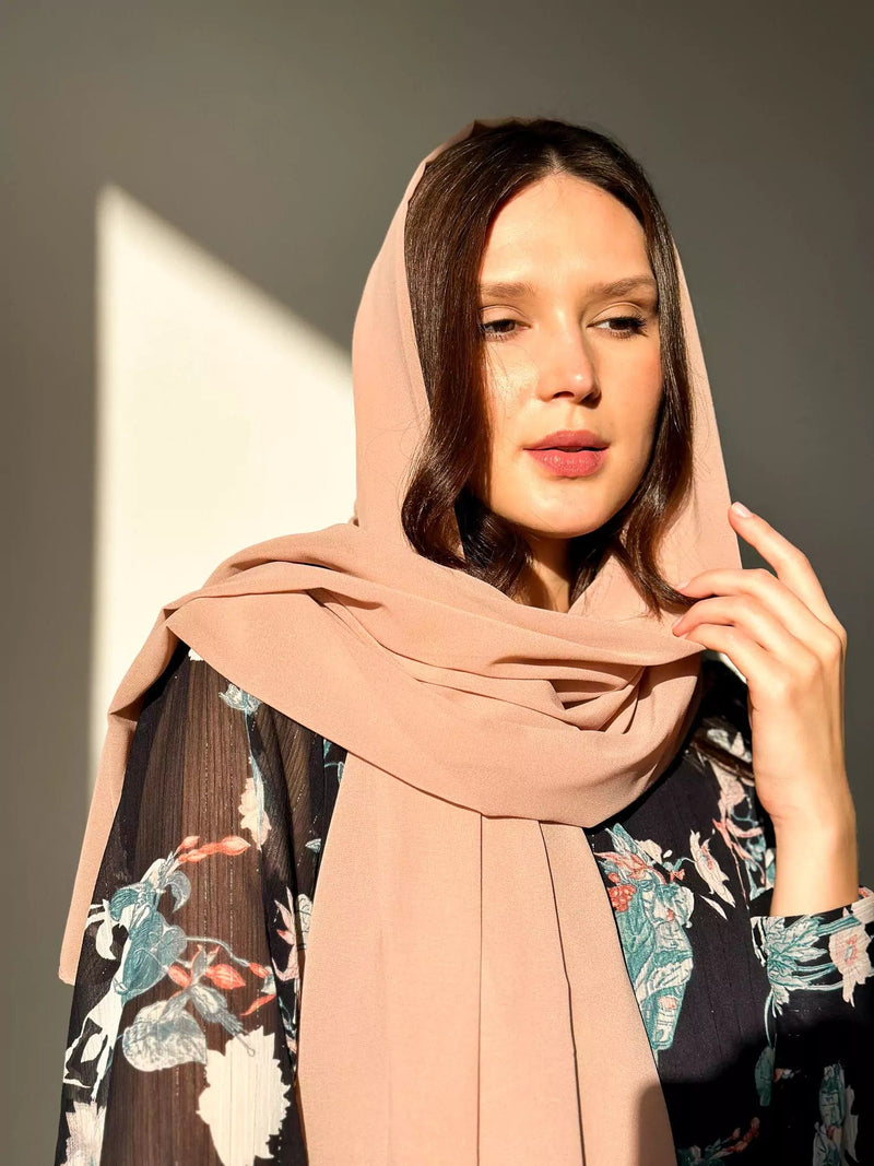 Essential Chiffon Hijab / Stole - Beige Apparel & Accessories  - Sowears