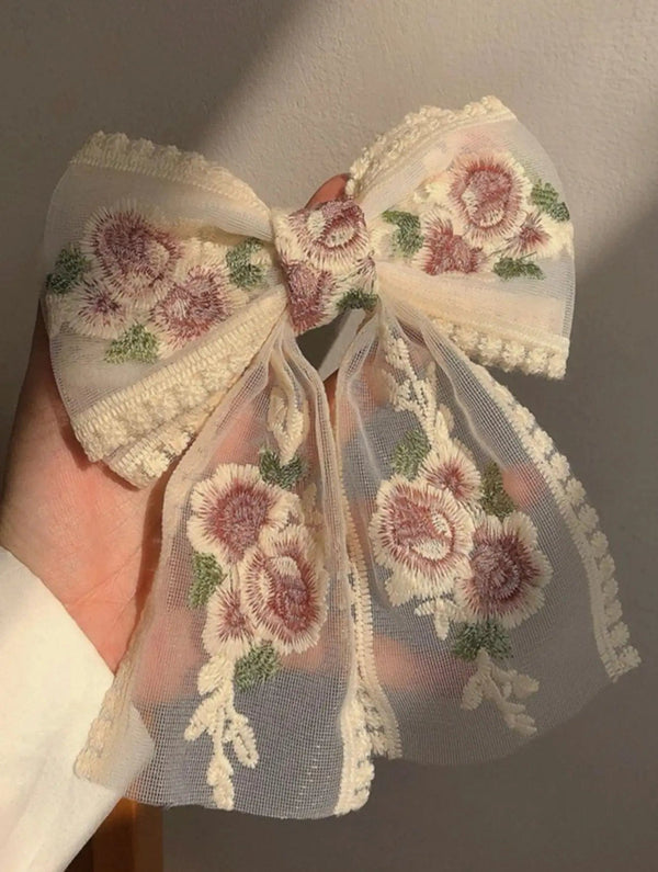 Floral Hair Bow with Clip Apparel & Accessories  - Sowears