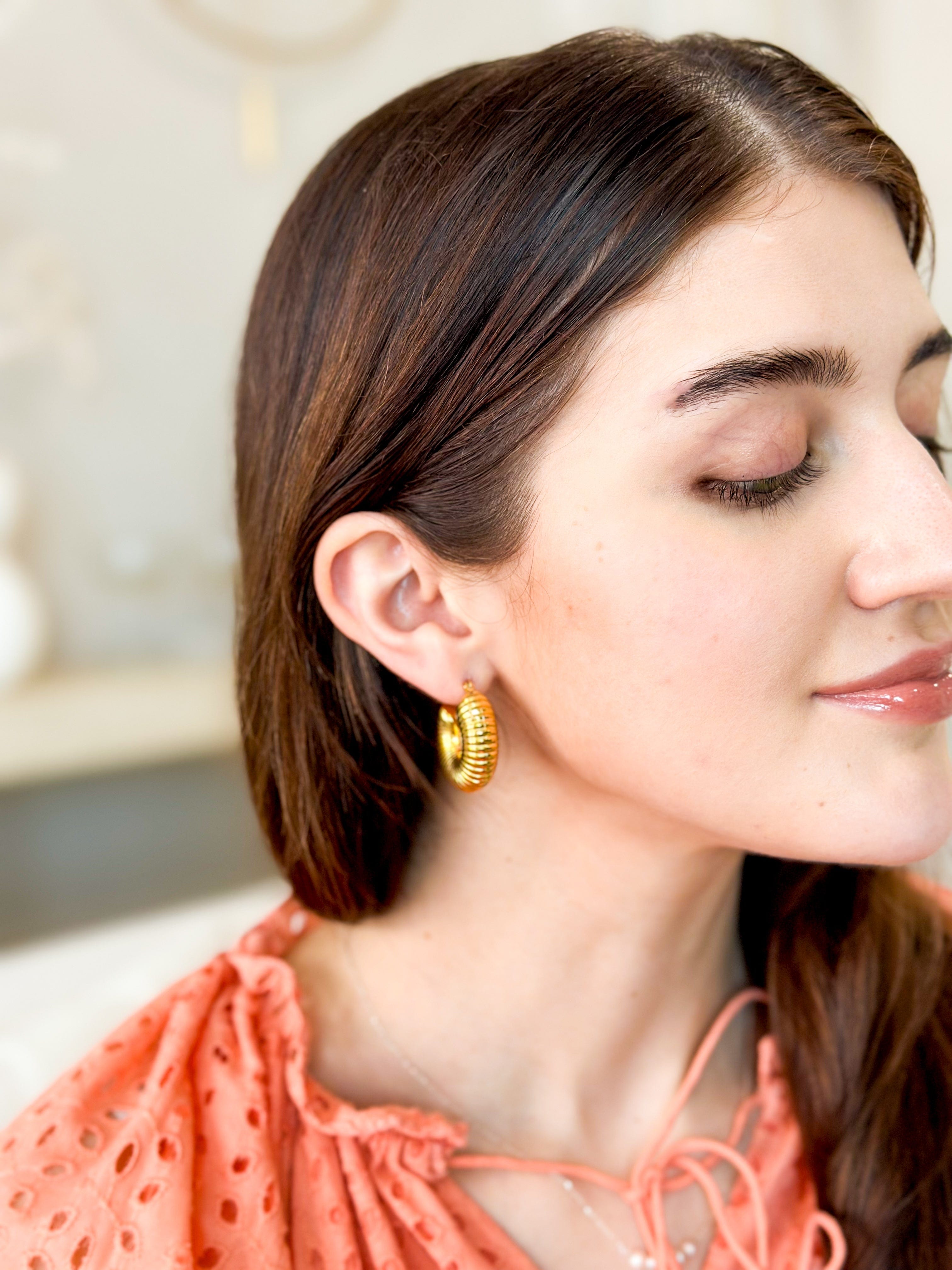 Gazing Earrings - Gold Apparel & Accessories  - Sowears