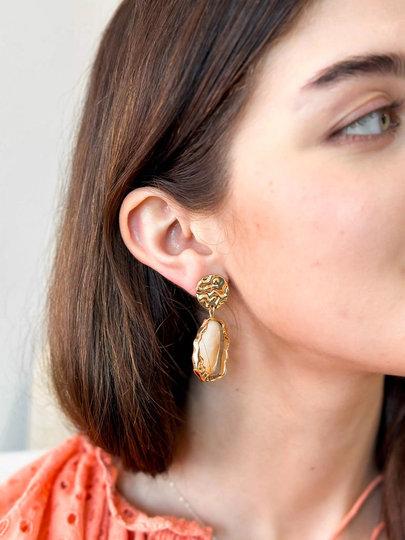 Marble Effect Earrings Apparel & Accessories  - Sowears