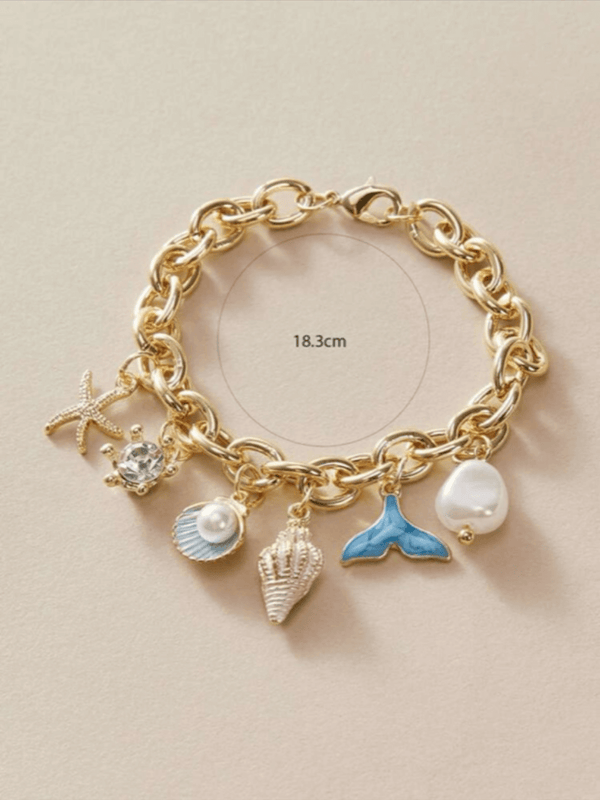 Starfish & Fish Tail Charm Bracelet Apparel & Accessories  - Sowears