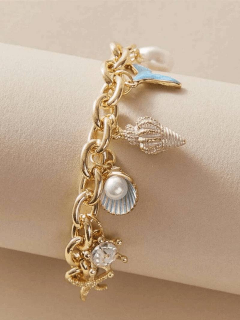 Starfish & Fish Tail Charm Bracelet Apparel & Accessories  - Sowears