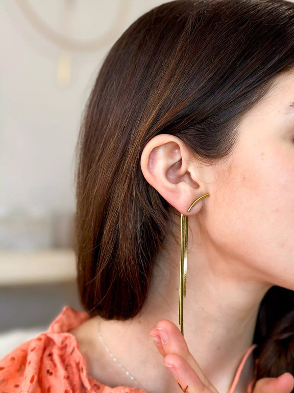 Stringy Earrings Gold Apparel & Accessories  - Sowears