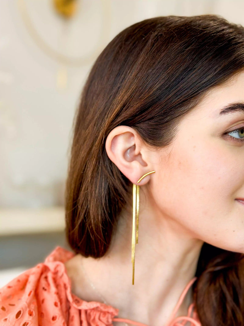 Stringy Earrings Gold Apparel & Accessories  - Sowears