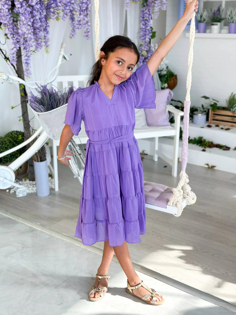 Mini Amethyst Lilac Long Dress Baby & Toddler Dresses  - Sowears