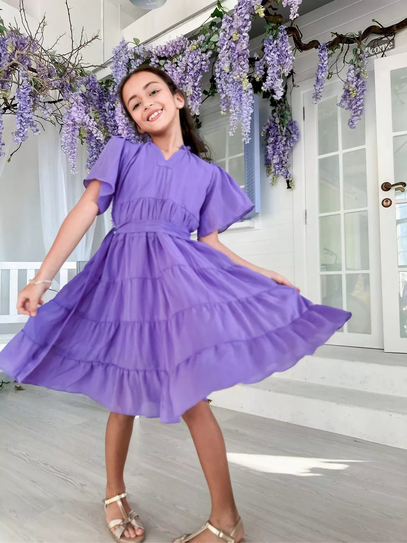 Mini Amethyst Lilac Long Dress Baby & Toddler Dresses  - Sowears