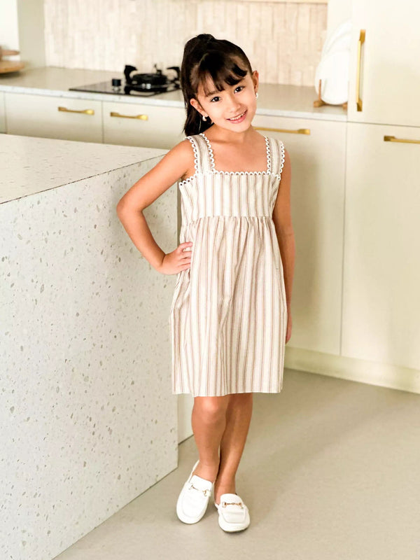 Mini Braun Stripes Long Dress Baby & Toddler Dresses  - Sowears