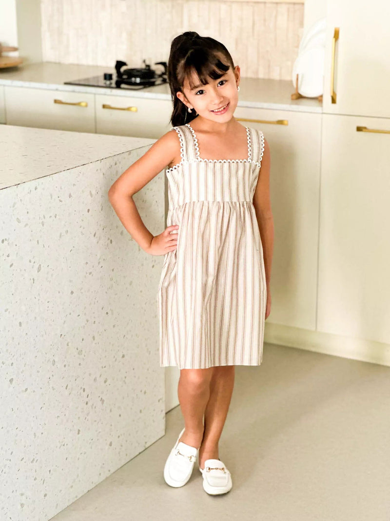 Mini Braun Stripes Long Dress Baby & Toddler Dresses  - Sowears