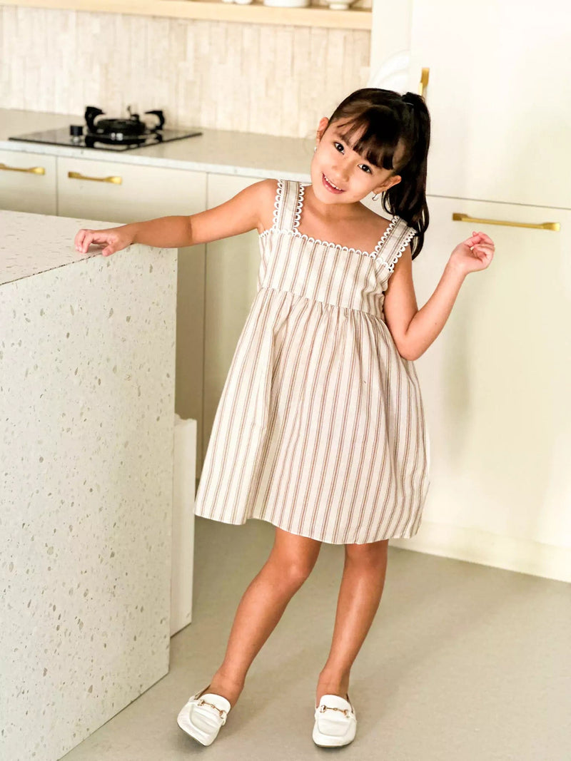 Mini Braun Stripes Long Dress Baby & Toddler Dresses  - Sowears