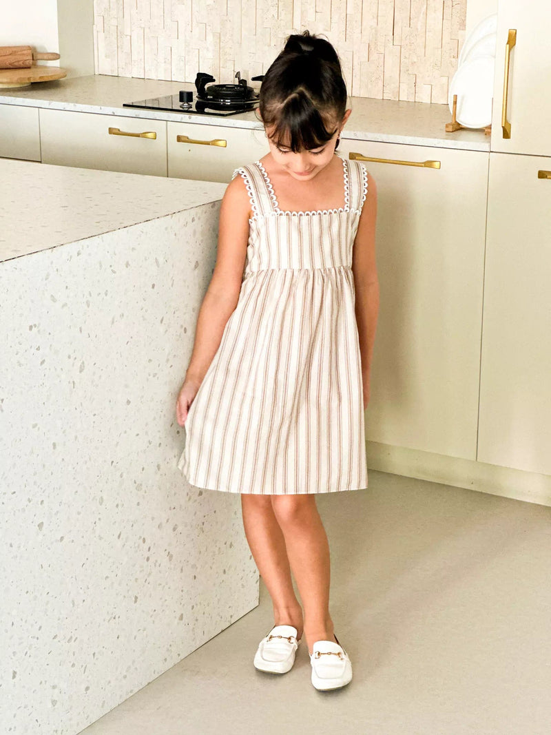 Mini Braun Stripes Long Dress Baby & Toddler Dresses  - Sowears