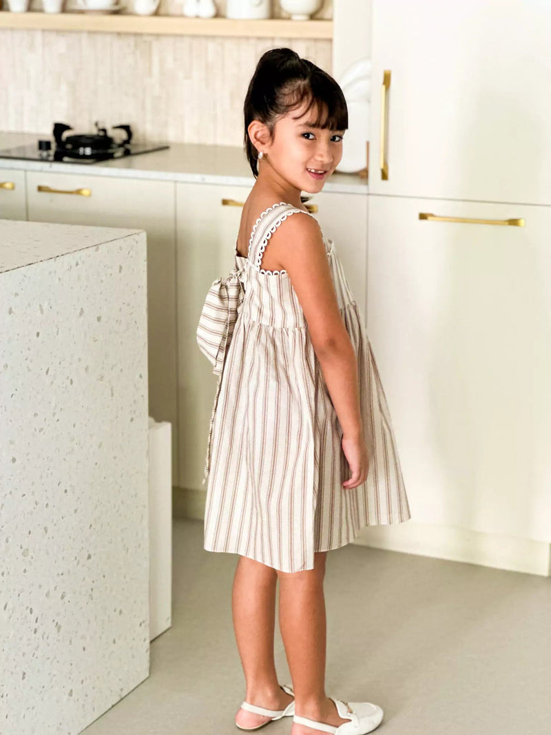 Mini Braun Stripes Long Dress Baby & Toddler Dresses  - Sowears