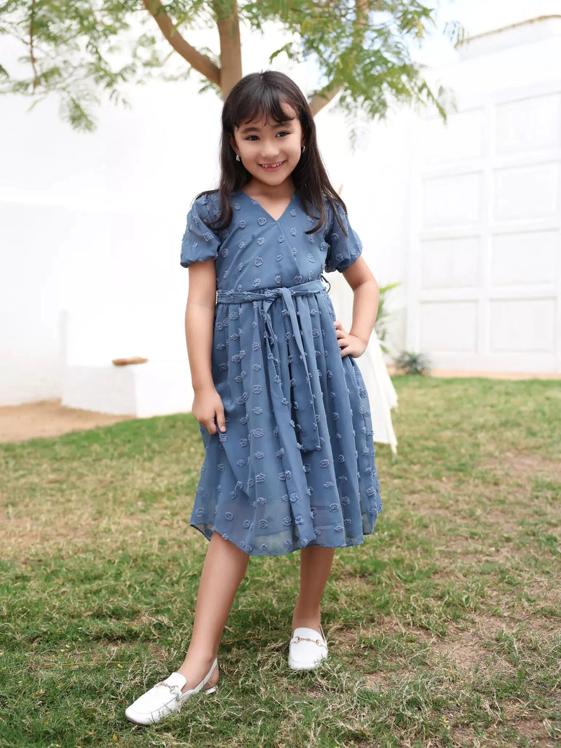 Mini Glacial Texture Dress - Dusty Blue Baby & Toddler Dresses  - Sowears