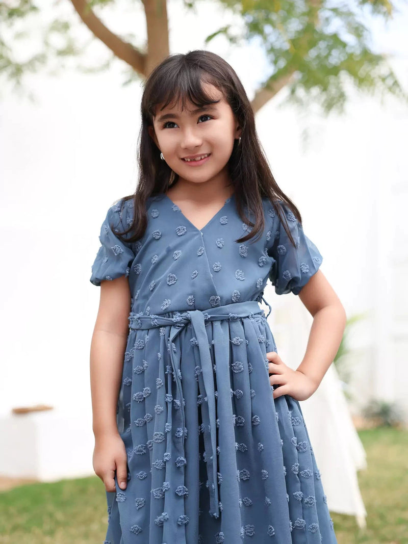 Mini Glacial Texture Dress - Dusty Blue Baby & Toddler Dresses  - Sowears