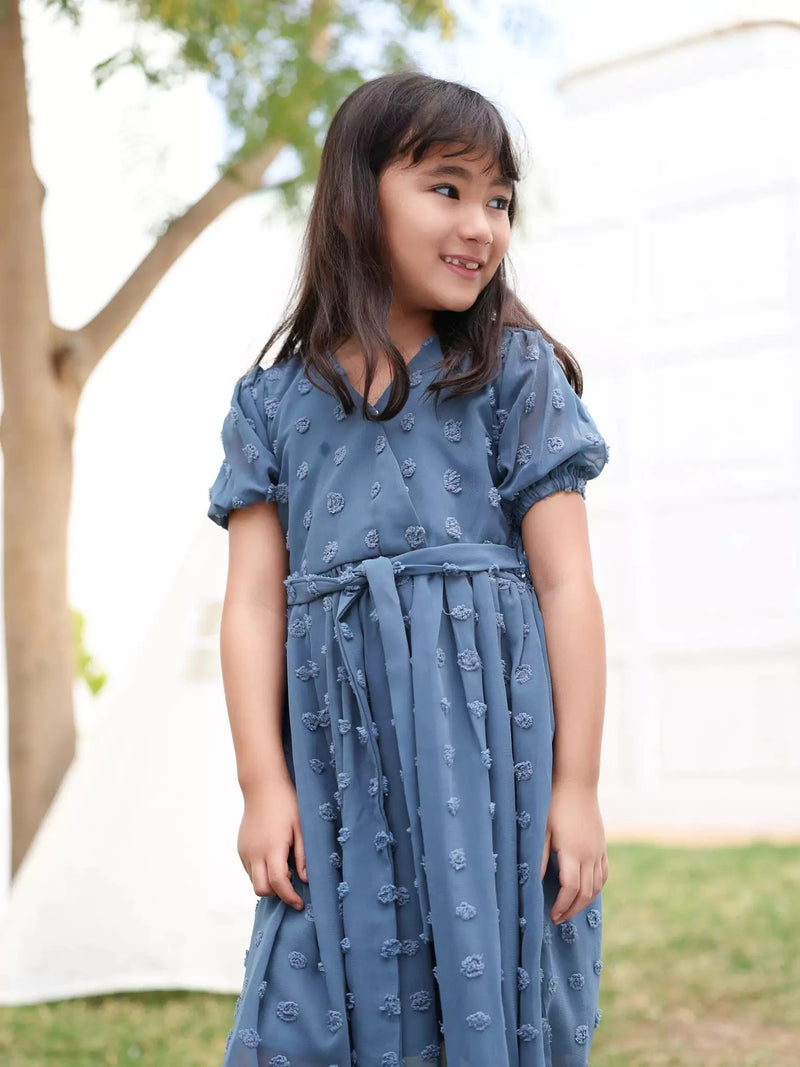 Mini Glacial Texture Dress - Dusty Blue Baby & Toddler Dresses  - Sowears