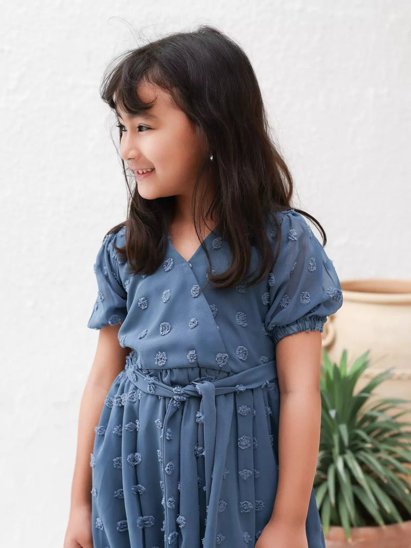 Mini Glacial Texture Dress - Dusty Blue Baby & Toddler Dresses  - Sowears