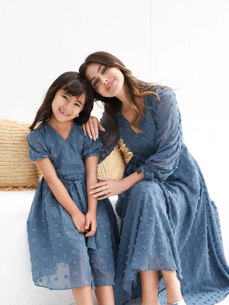 Mini Glacial Texture Dress - Dusty Blue Baby & Toddler Dresses  - Sowears