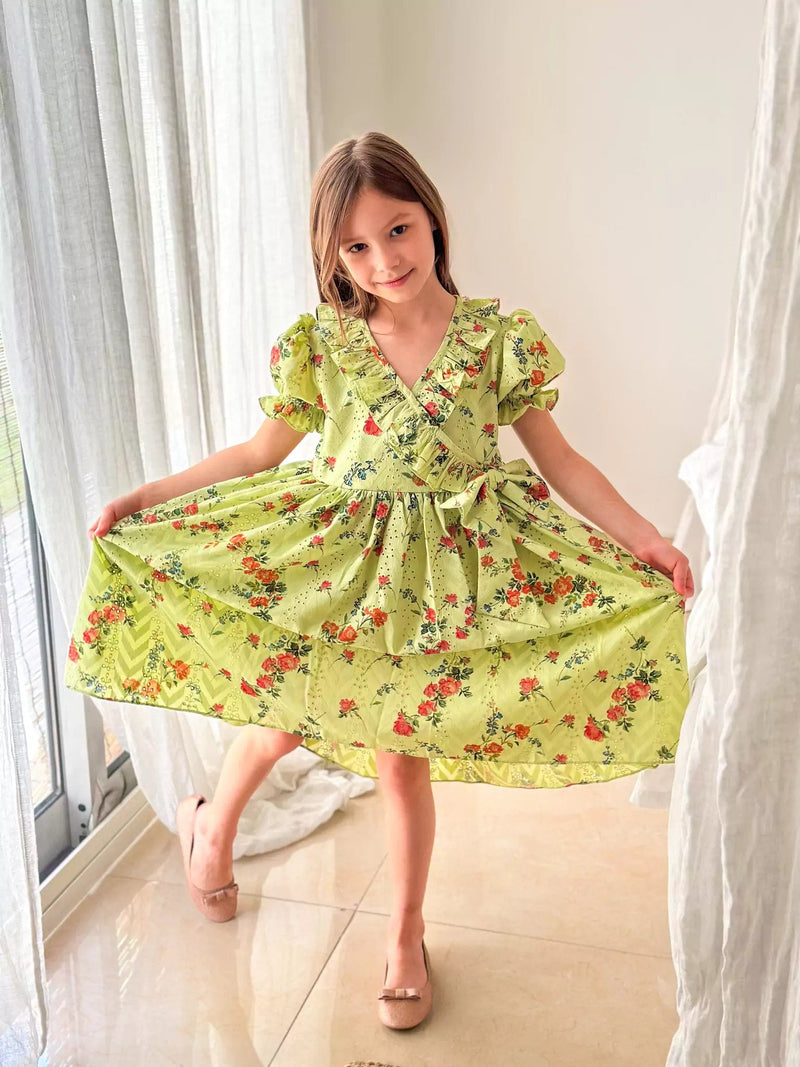 Mini Havana Cut Work Printed Dress For Girls Baby & Toddler Dresses  - Sowears