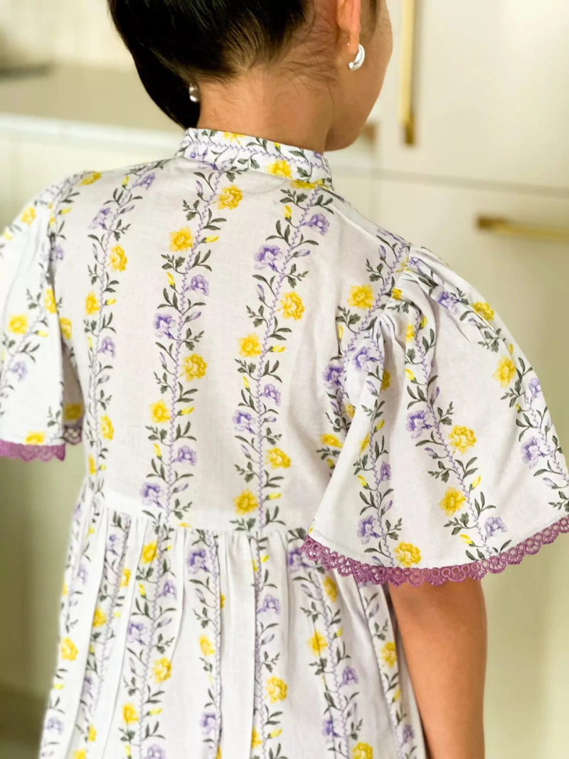 Mini Lilac Florid Long Dress Baby & Toddler Dresses  - Sowears